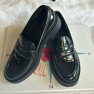 Zara black patent loafer